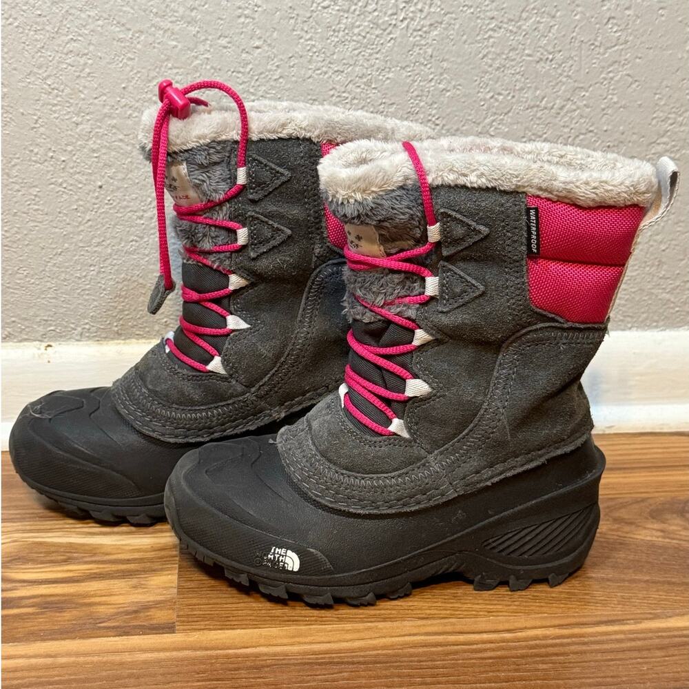 North Face Shellista Lace IV Snow Boots Youth 13 Heat Seeker Pink Gray Winter